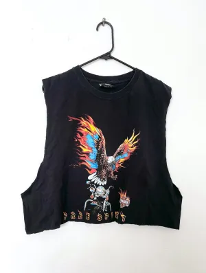 Y2K Harley-Davidson Free Spirit Eagle Design Cropped Muscle Tee