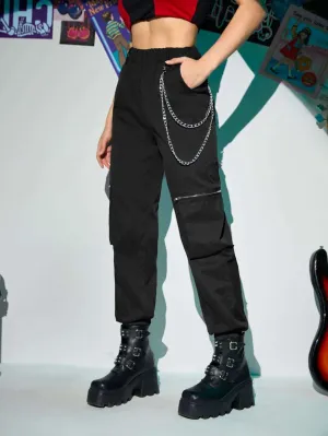 Zipper Flap Pocket Cargo Pants